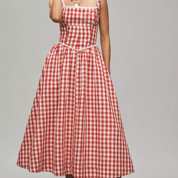 Anthropologie Red and White Gingham Dress - Picture 1 of 6